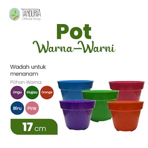TANDURIA -  Pot Bunga Warna Warni 17 cm Motif Serat Kayu Pot Tanaman Hias