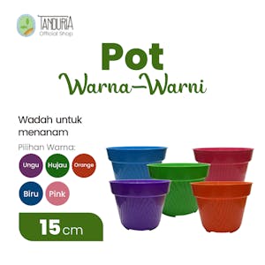 TANDURIA -  Pot Bunga Warna Warni Motif Serat Kayu 15 cm